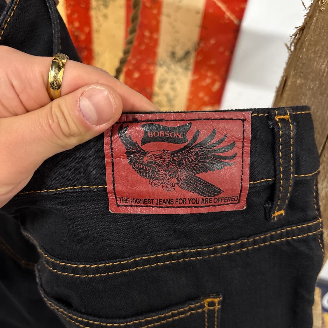 00s 밥슨 스마일랜드 바스켓위빙 와이드 플레어 데님팬츠 N909 상품이미지7