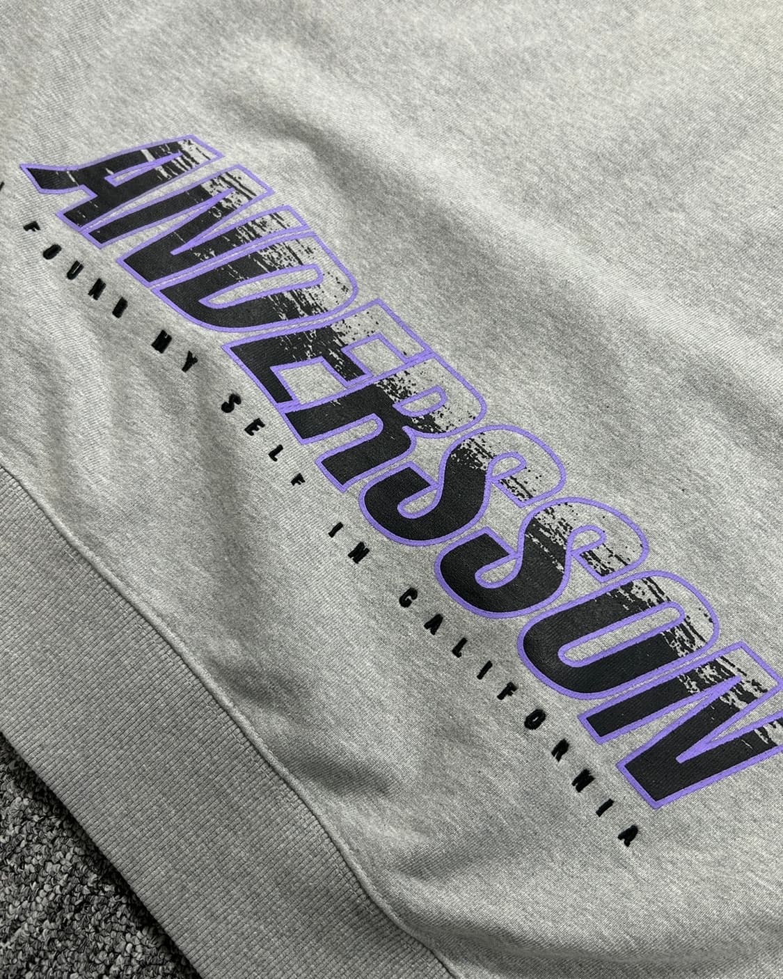 엔더슨벨 퍼플 레터로고 그레이 후드티 상품이미지4