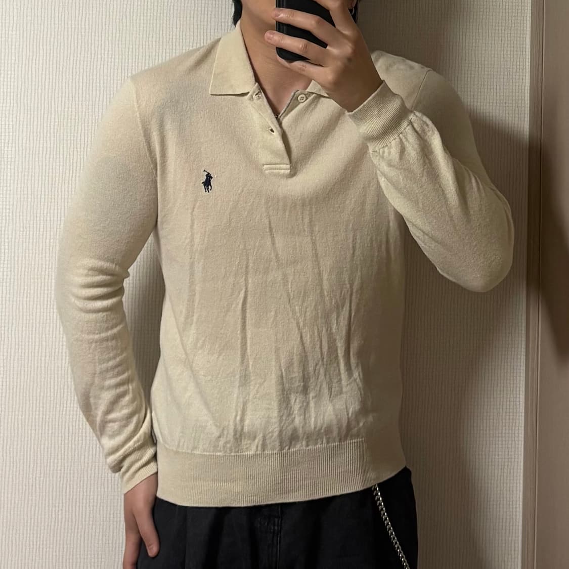 정품 폴로 랄프로렌 메리노 울 베이지 카라넥 니트 스웨터 상품이미지1