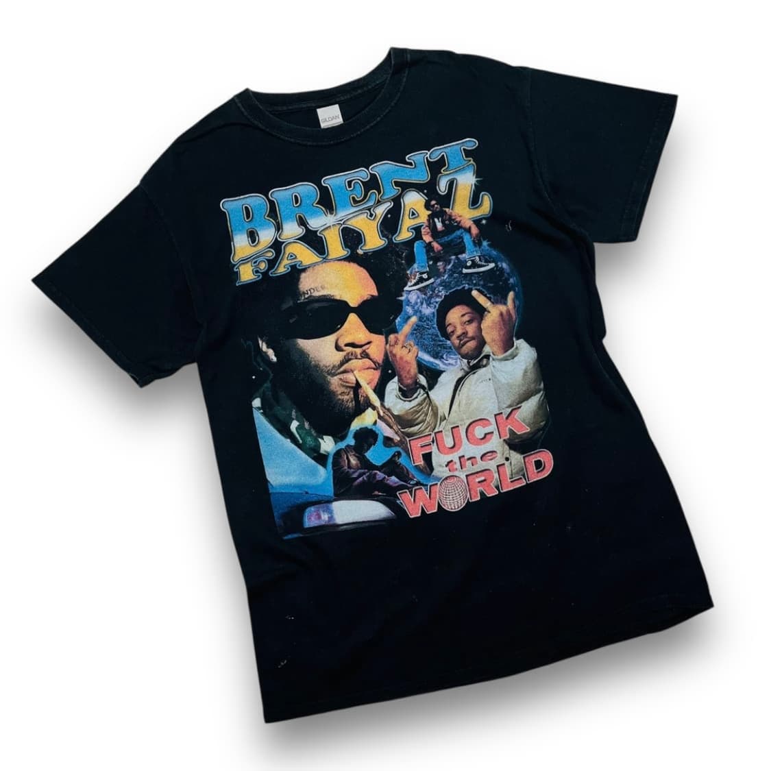 Fxck the world 올드스쿨 힙합 빈티지 반팔 티셔츠 상품이미지1