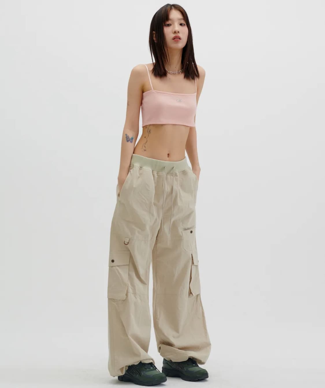 러닝하이 립스탑 밴딩 카고 팬츠 [베이지] 상품이미지1