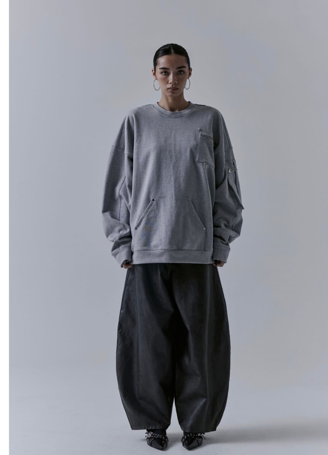 새상품) 트리밍버드 멀티 포켓 오버핏 스웻 셔츠 티셔츠 맨투맨 상품이미지2