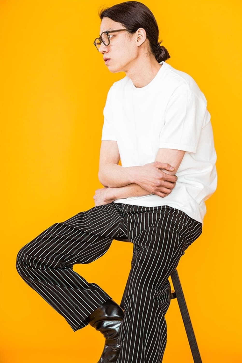 니들워크(NEEDLE WORK)스트라이프 치노 팬츠 블랙 상품이미지1