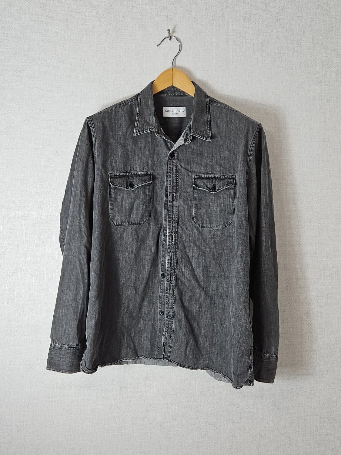 한섬 오피신 제네랄 워싱 가먼트다잉 워크셔츠 코튼 XL 상품이미지1