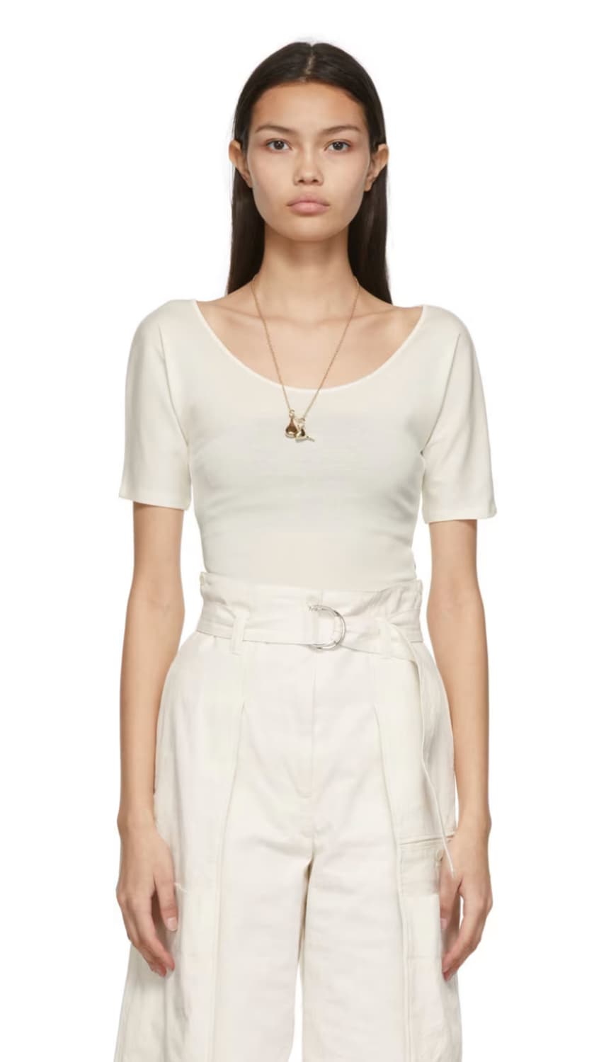 르메르 Lemaire 여성 세컨 스킨 티셔츠 블랙 xs / 오프화이트 m 상품이미지1