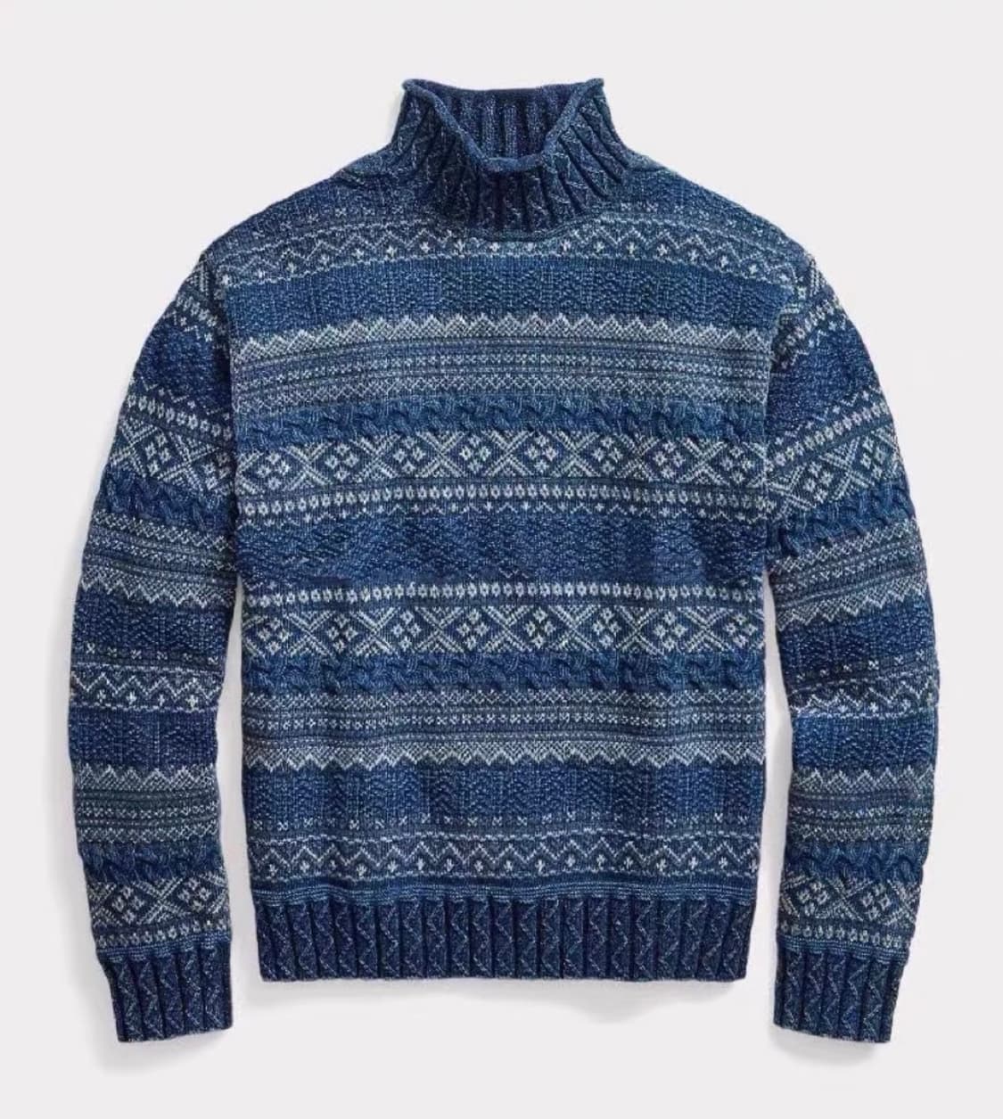 rrl 인디고 페어 아일 코튼 리넨 스웨터 L 상품이미지1