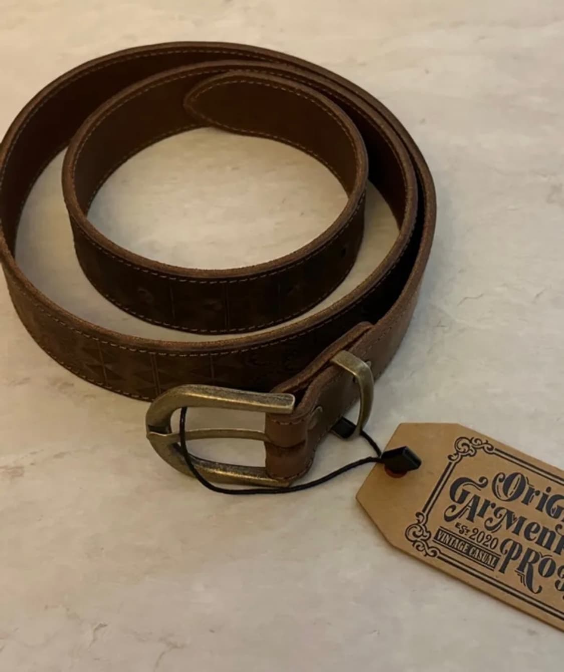 Carving Leather Belt Brown 상품이미지1