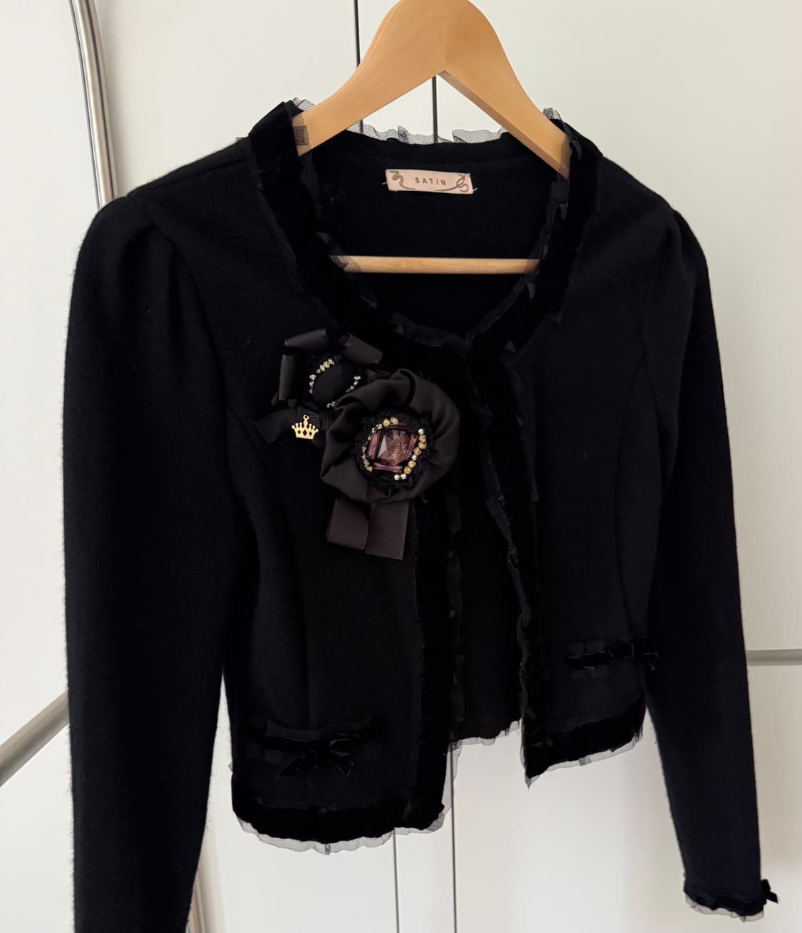 (드라이 완료) satin 샤틴 트위드자켓 가디건 (블랙) 상품이미지1