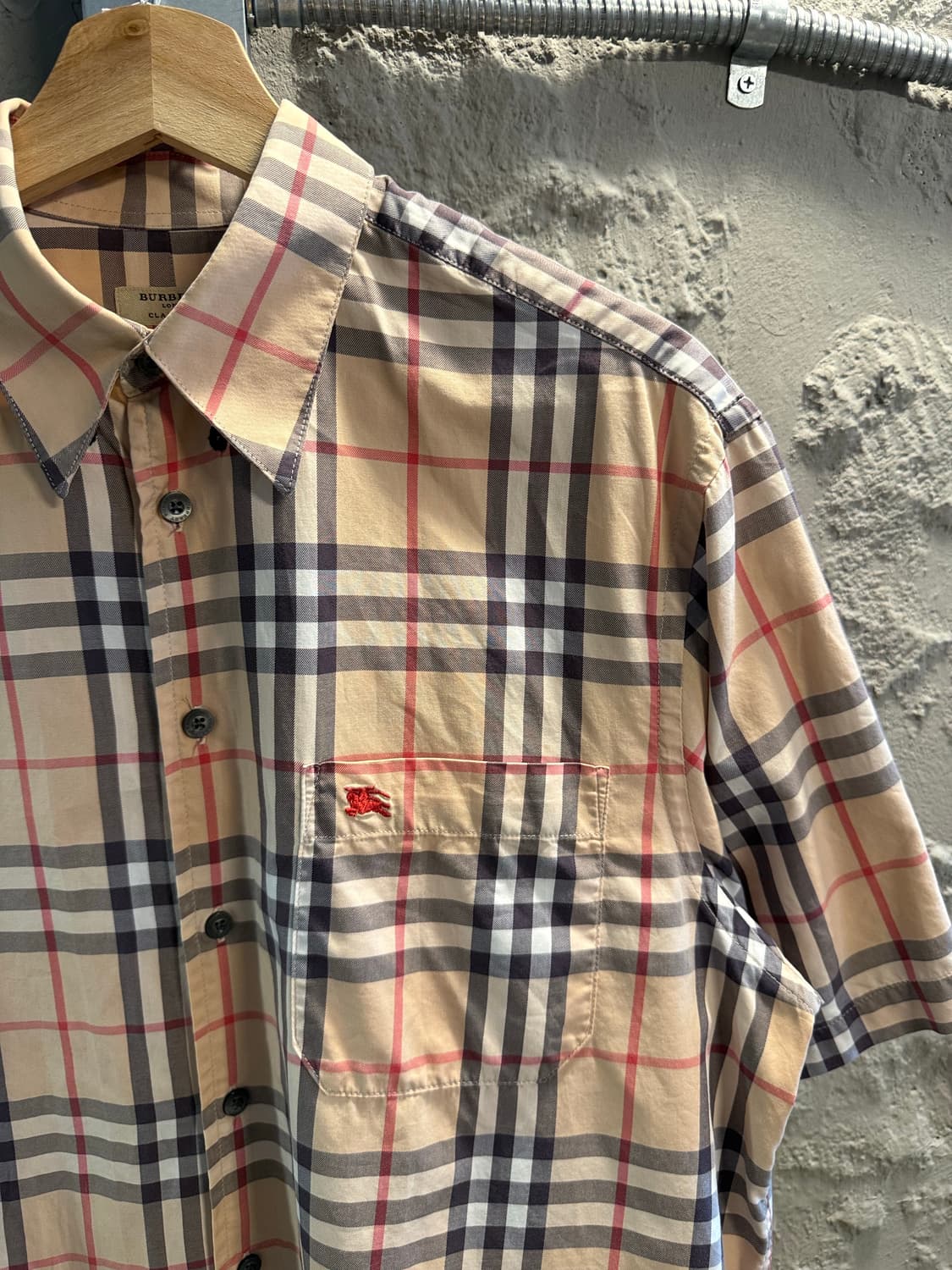 M 버버리 BURBERRY 런던 노바체크 반팔 셔츠 베이지 상품이미지3