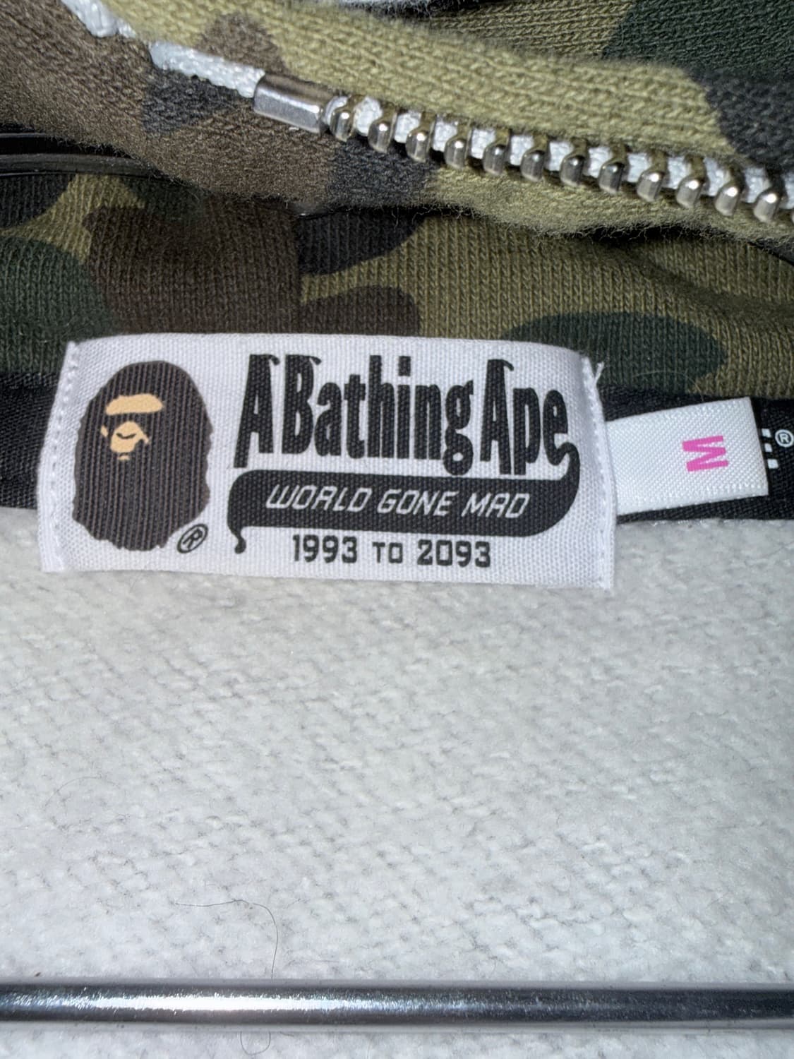 베이프 퍼스트 카모 샤크 풀 집 더블 후드 녹계 M 상품이미지3