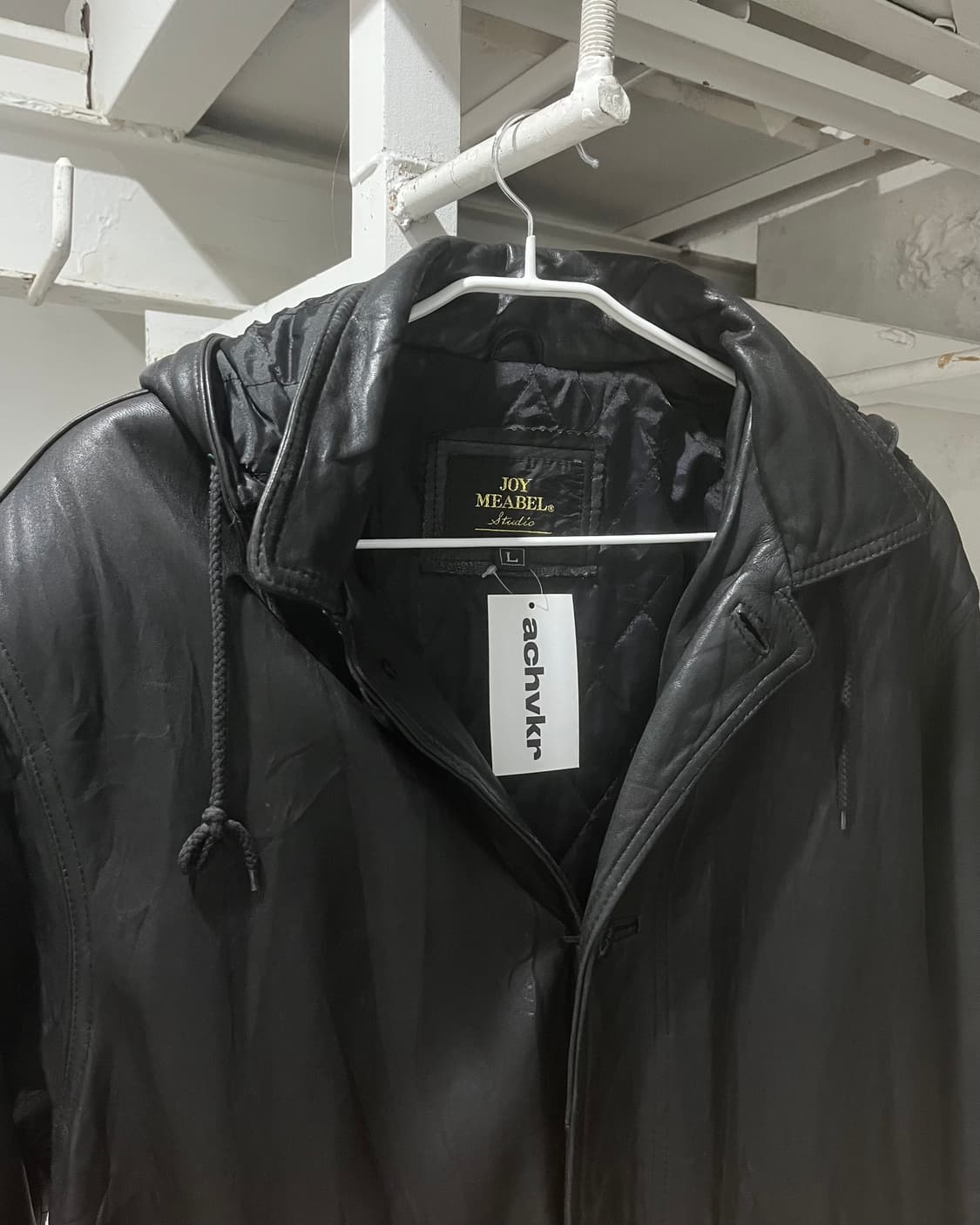 90s vtg leather hood coat (sheep skin) 상품이미지4