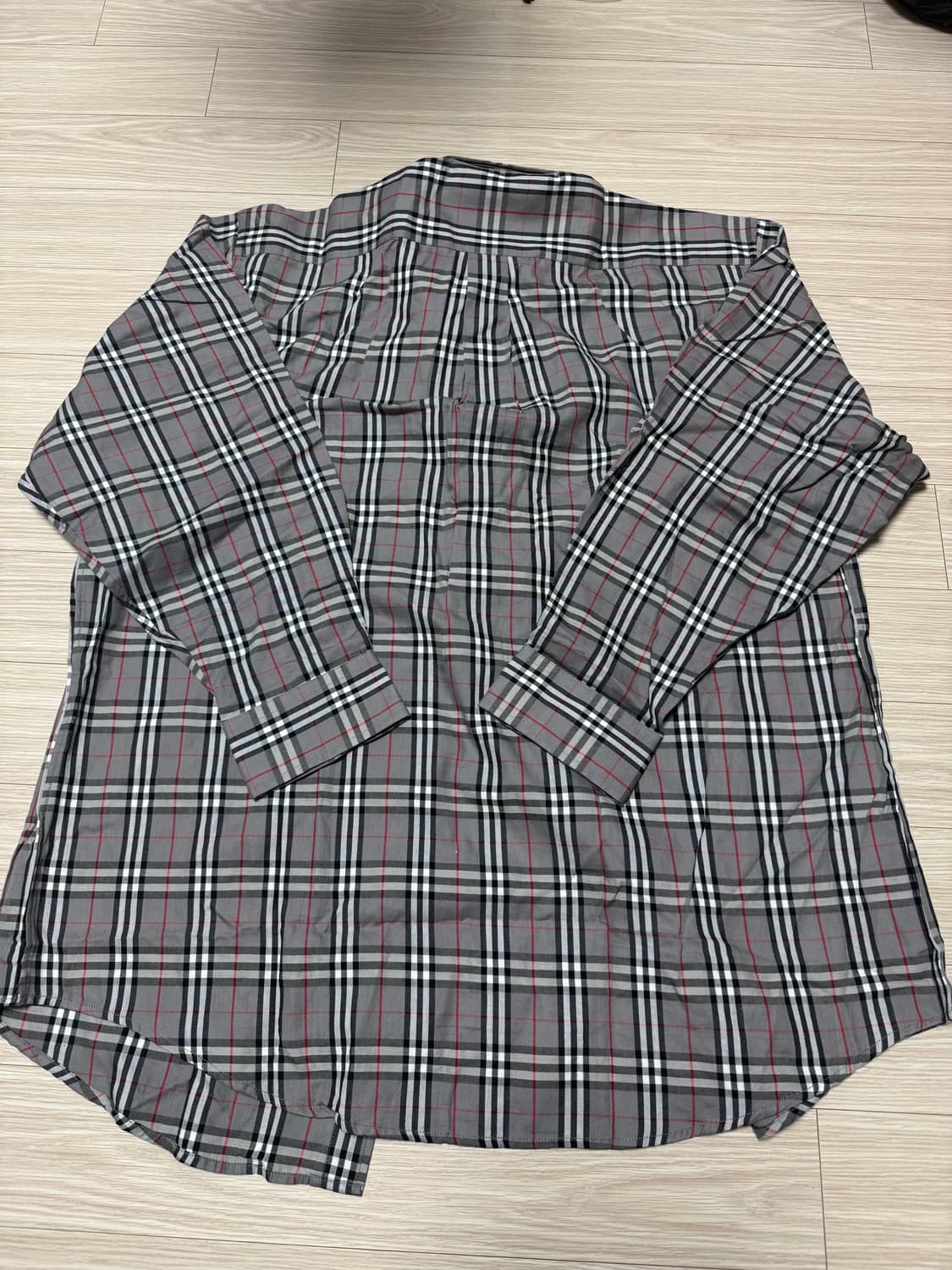 (XL) 버버리 체크 긴팔 셔츠 그레이 상품이미지2