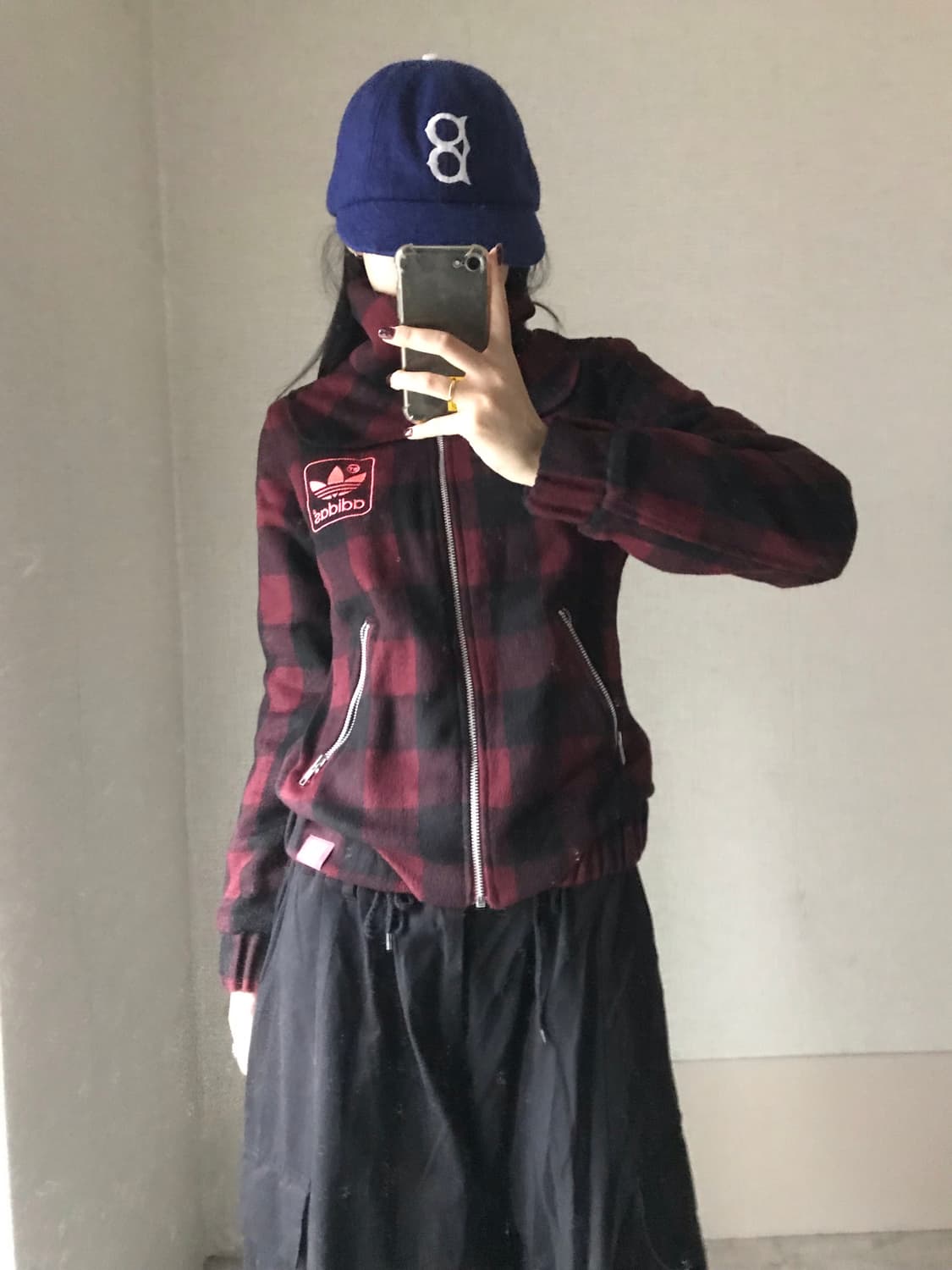 아디다스 체크 누빔 하이넥 자켓 상품이미지1