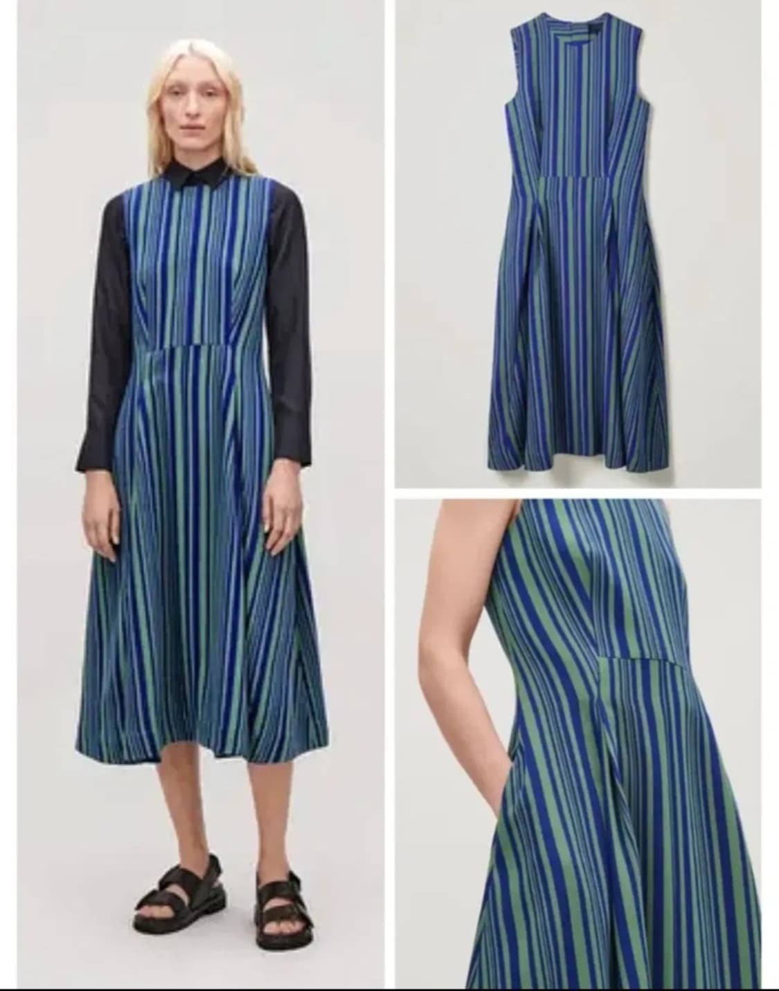 COS 코스 스트라이프 민소매 롱 원피스 EU40 사이즈 상품이미지9