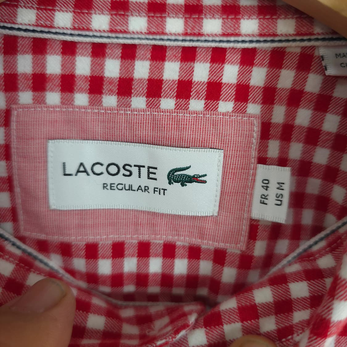라코스테 LACOSTE 레드 깅엄 체크 버튼다운 셔츠 M 상품이미지7