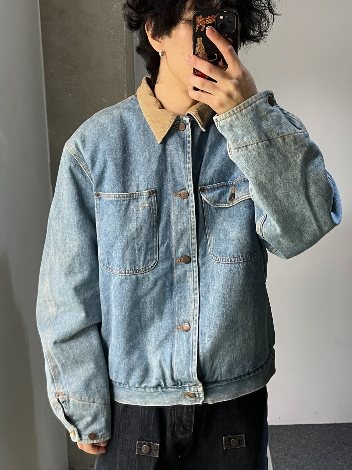 익스체인지 코듀로이 카라 트러커 데님 자켓 상품이미지1