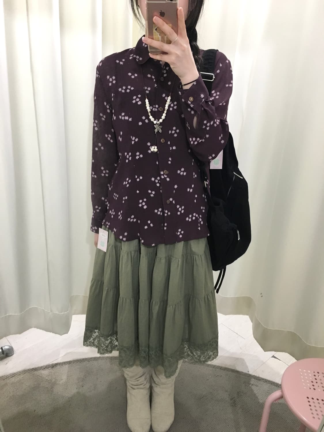 Purple Floral Sheer Blouse 상품이미지4