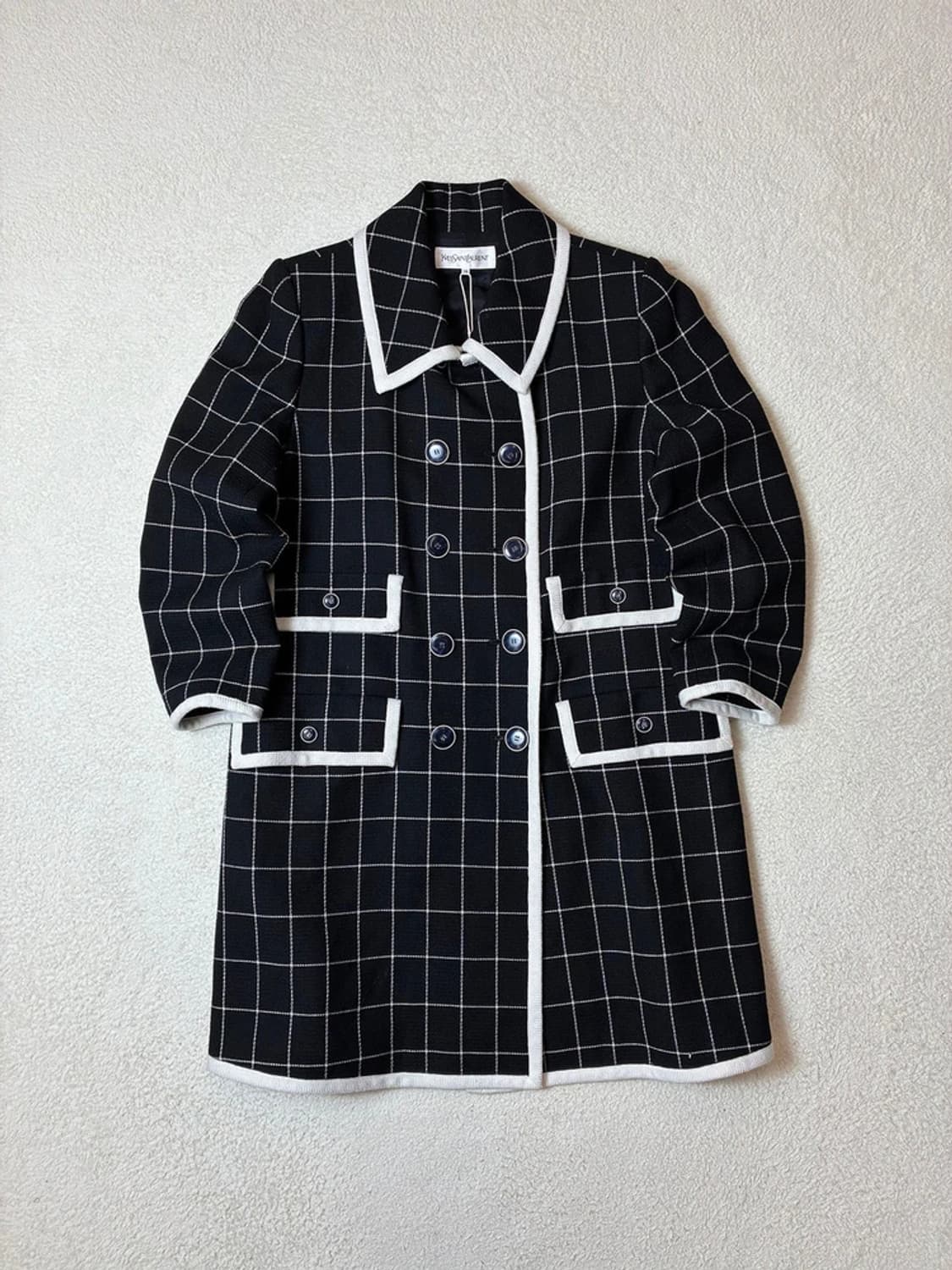 생로랑 YSL 00's 재팬 울 체크 롱 코트 PN6662 상품이미지1