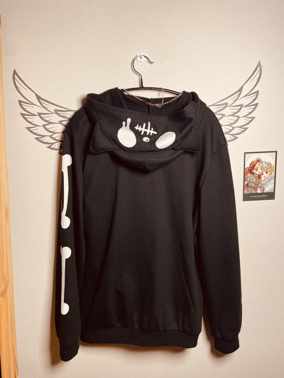 빈티지 펑크 스컬 네코 후드집업 상품이미지1