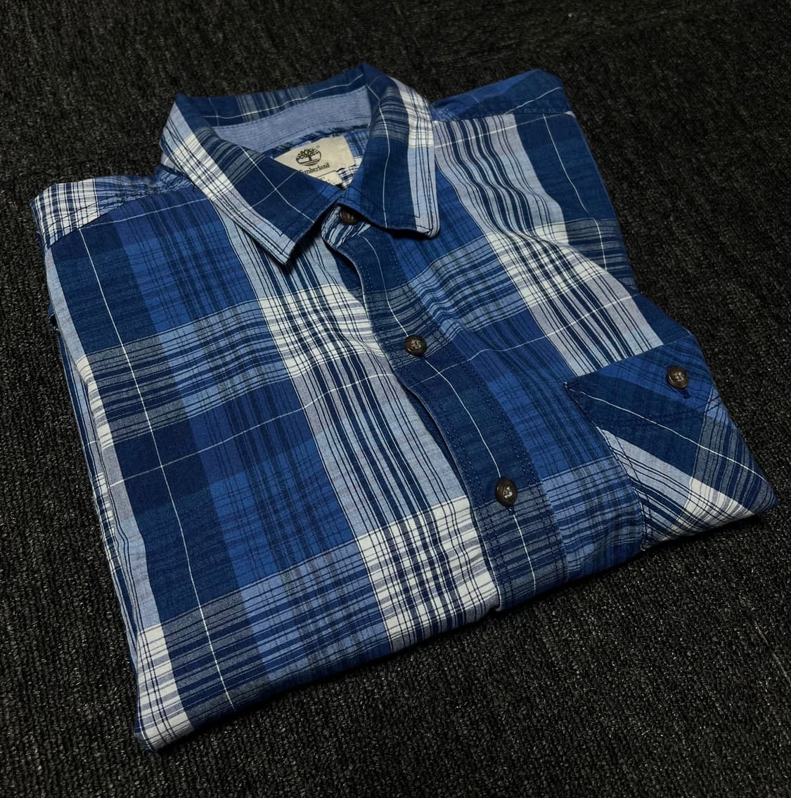 Timberland 체크 셔츠 (블루 플래드 버튼다운) 상품이미지3