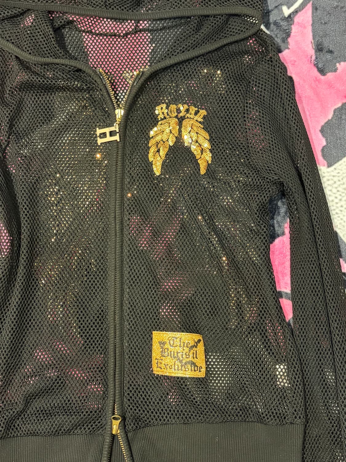 Y2K gold spangles wing punching zip-up 상품이미지9