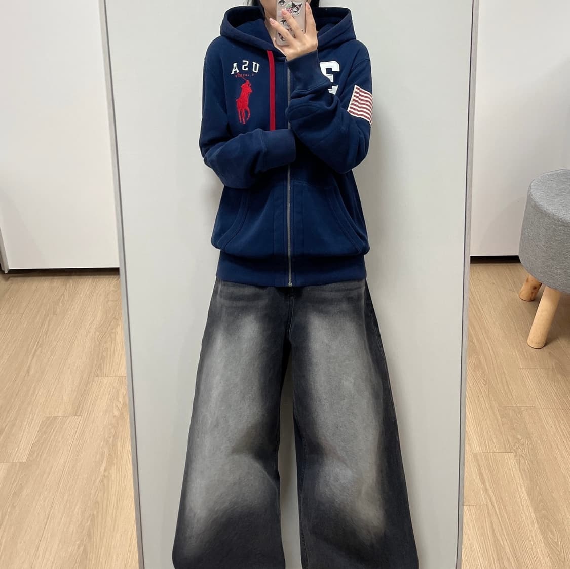 폴로 랄프로렌 빅포니 USA 성조기 네이비 후드집업 상품이미지1