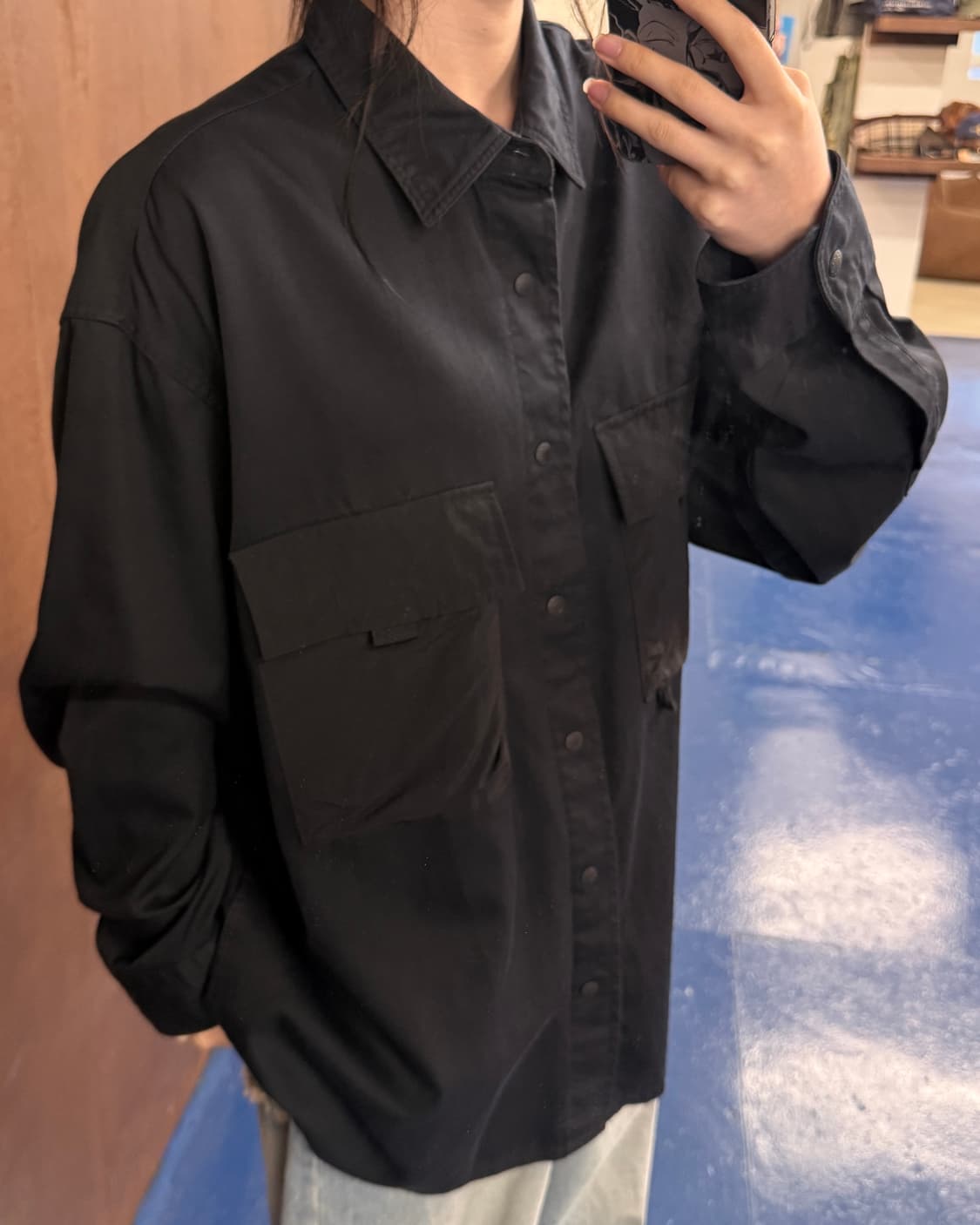 Levis 리바이스 블랙 포켓 오버핏 셔츠 상품이미지2