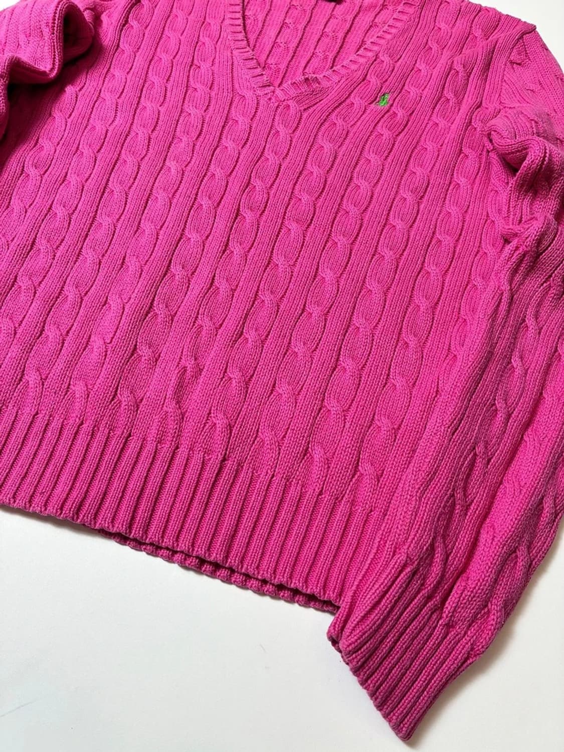 폴로 랄프로렌 00's 코튼 꽈배기 브이넥 니트 PN8098 상품이미지4