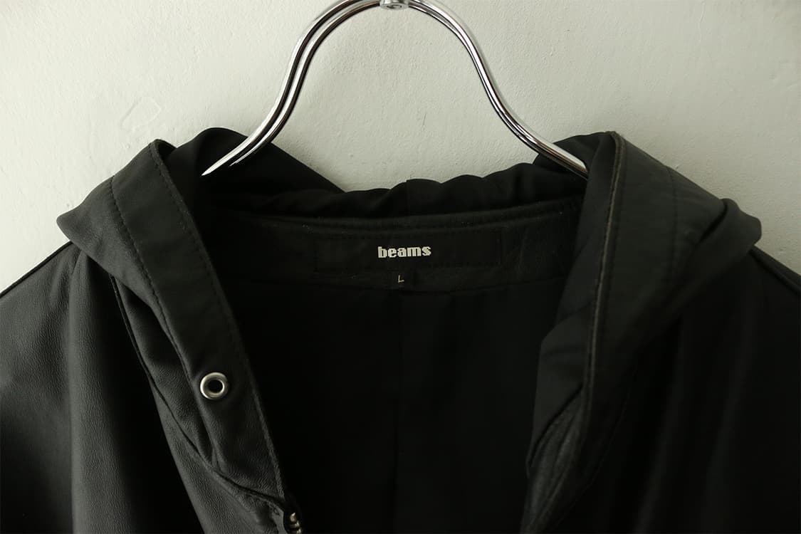 빔즈 블랙 레더 후드 집업 자켓 상품이미지7