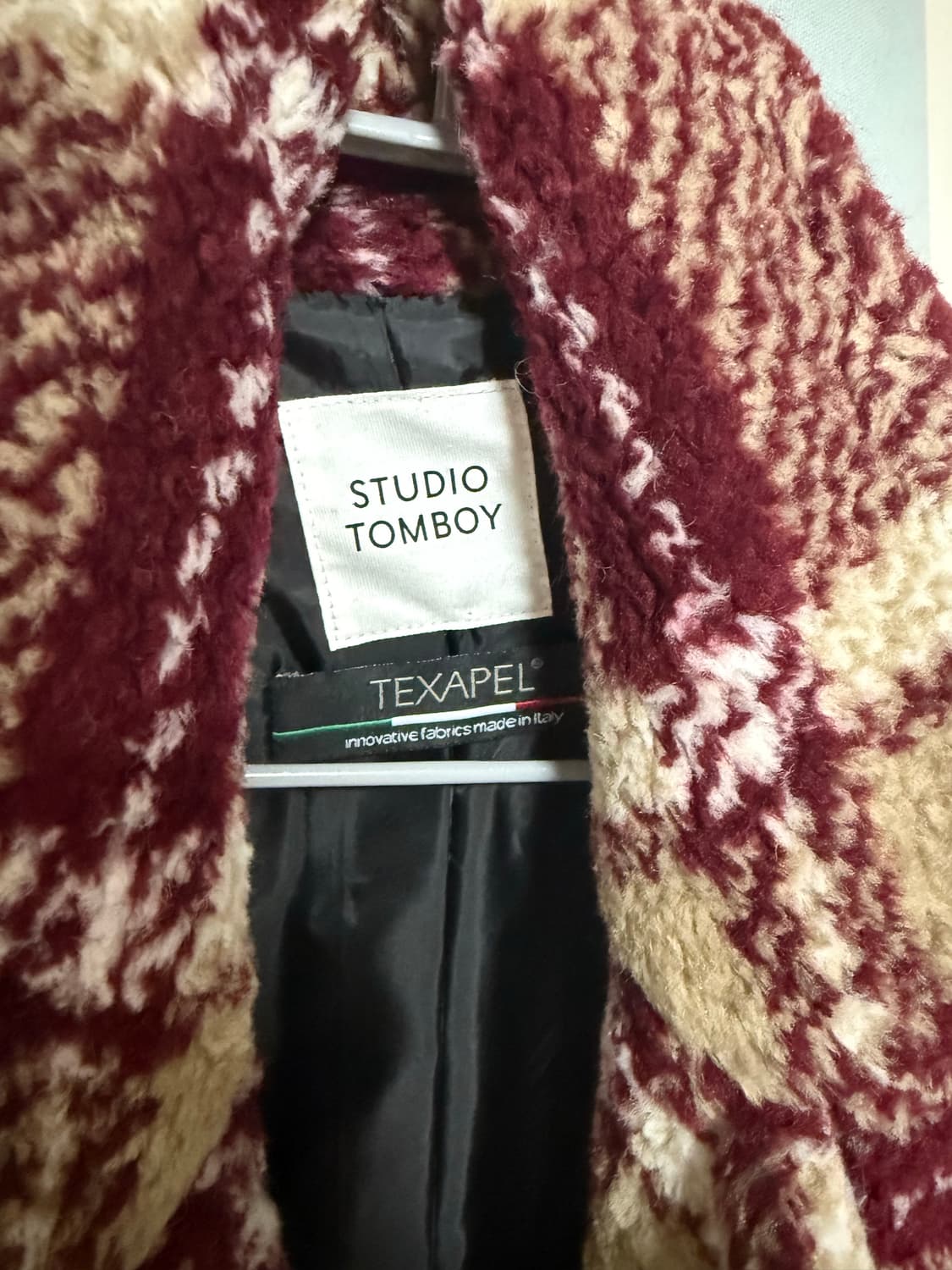 톰보이 뽀글이 체크코트 상품이미지3