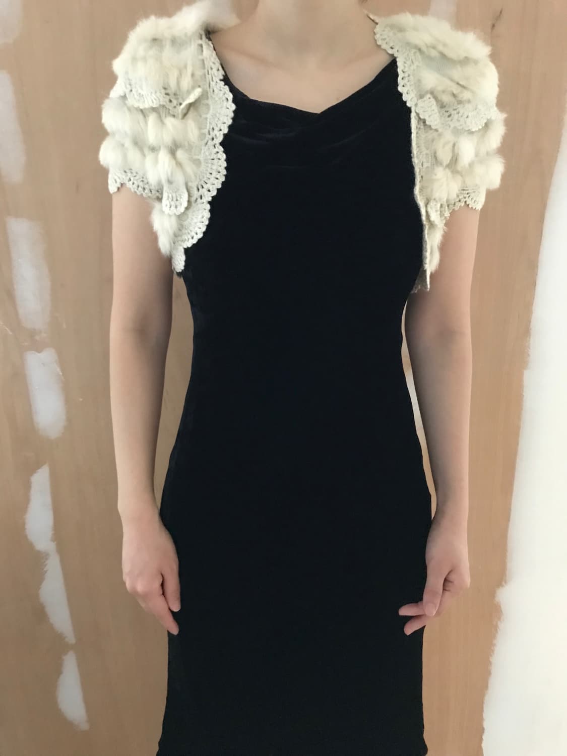 vintage ivory rabbit fur bolero 상품이미지1