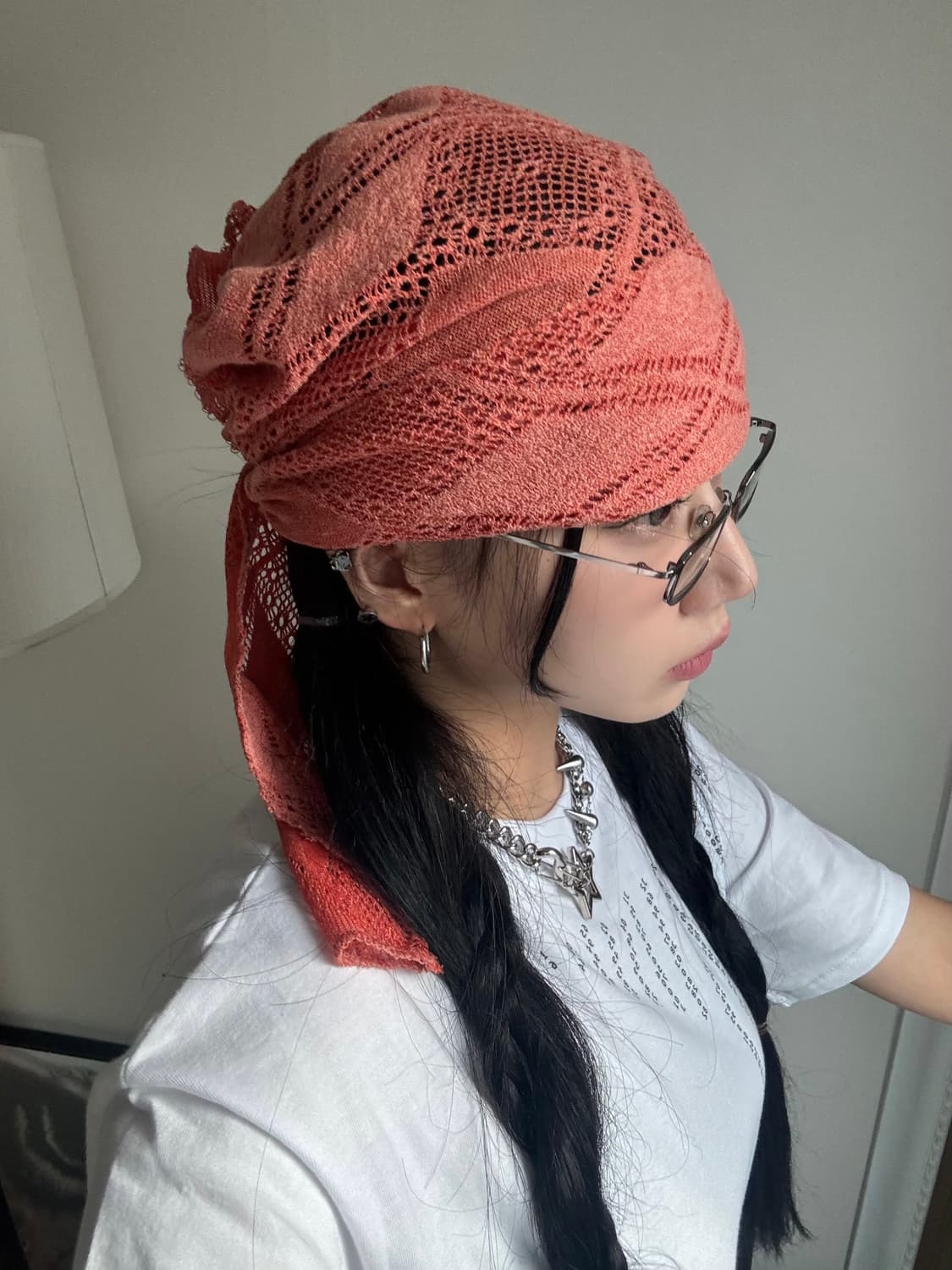 피어싱 시스루 스트랩 밴딩듀렉반다나 헤어두건 상품이미지3