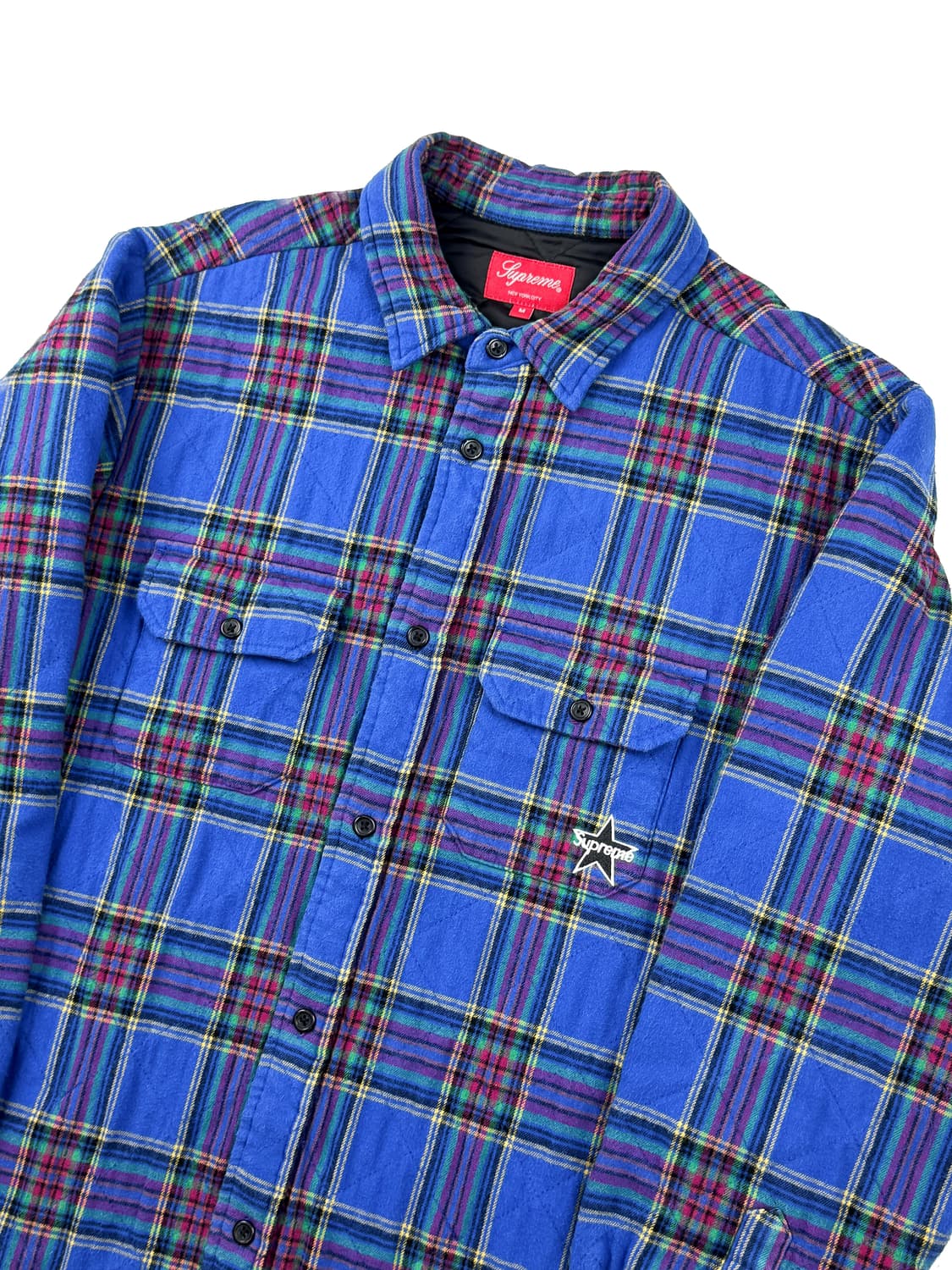 슈프림 퀼티드 플래드 플란넬 셔츠 더스티 로얄 상품이미지2