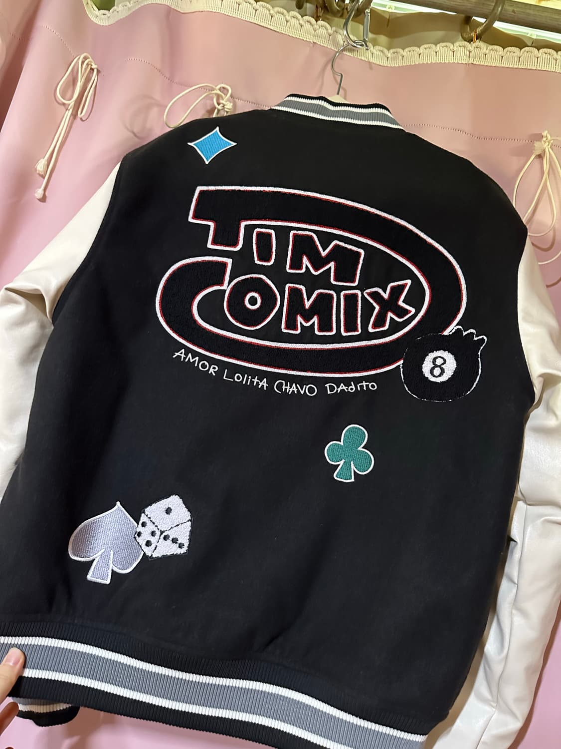 팀코믹스 트럼프 앤 다이스 바시티 자켓 블랙 팀코믹스 바시티자켓 상품이미지4