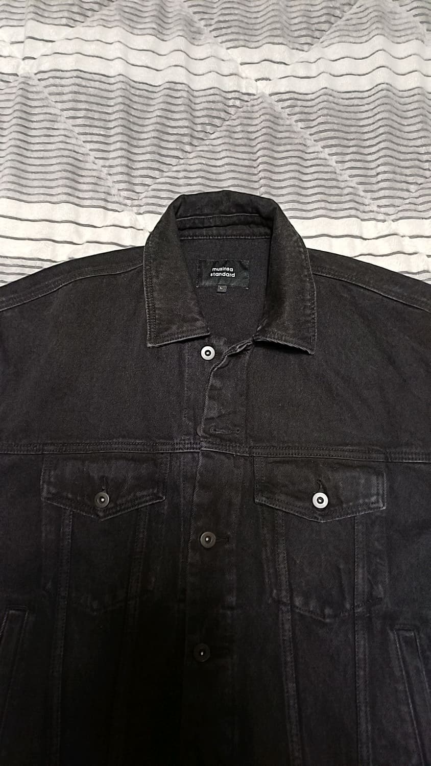 무신사 오버핏 워시드블랙 데님자켓 100 가슴65 기장69 상품이미지4