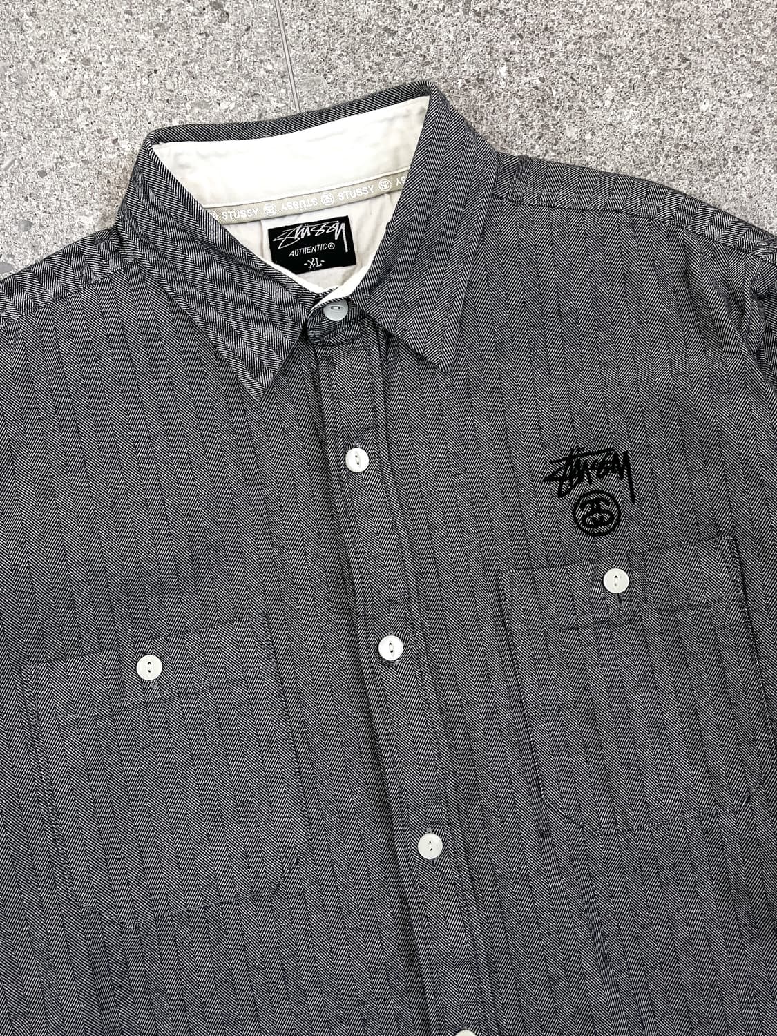 스투시 2000s SS 링크스탁로고 워크셔츠 상품이미지5