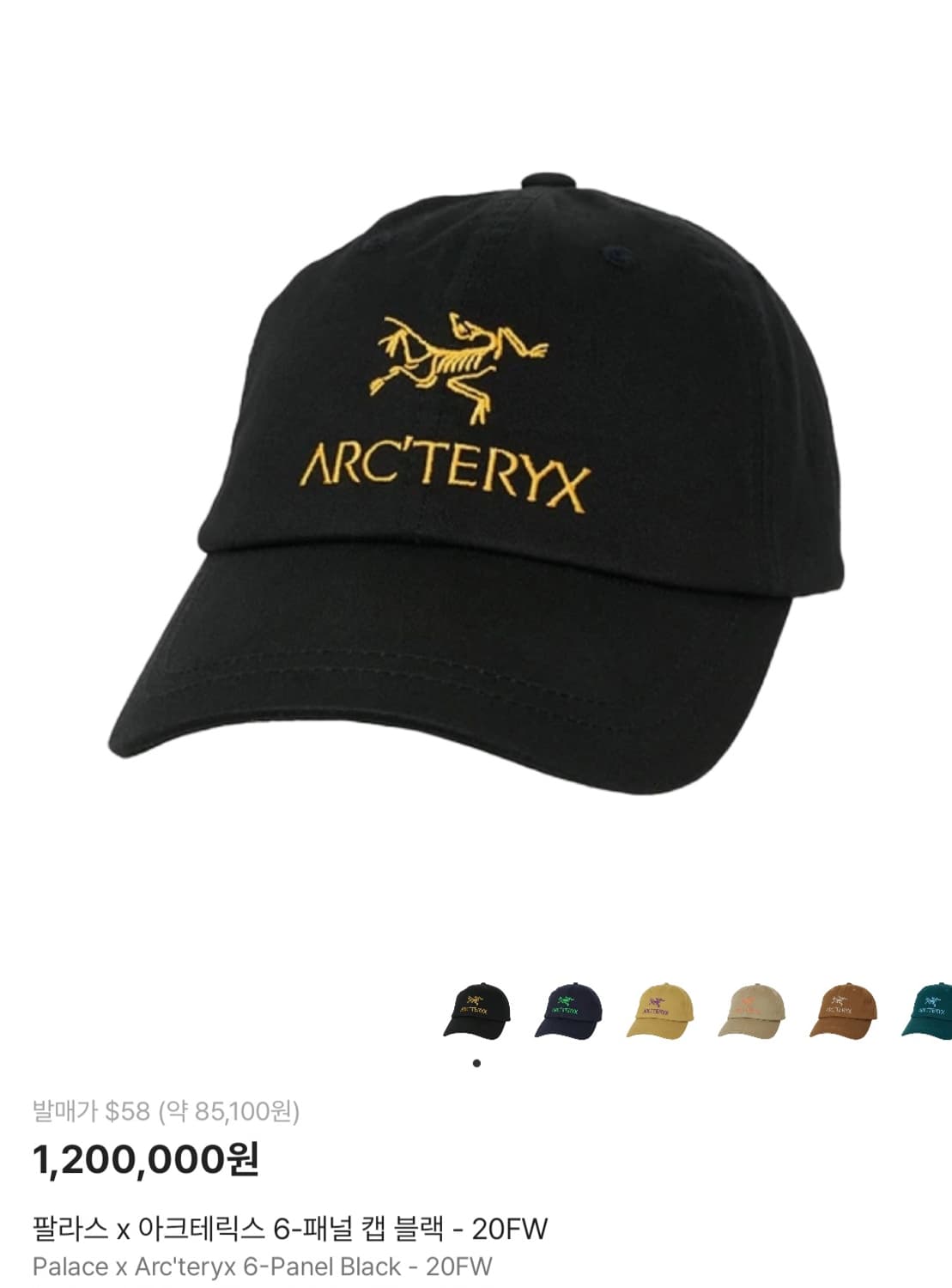 팔라스 x 아크테릭스 6-패널 캡 블랙 - 20FW 상품이미지1