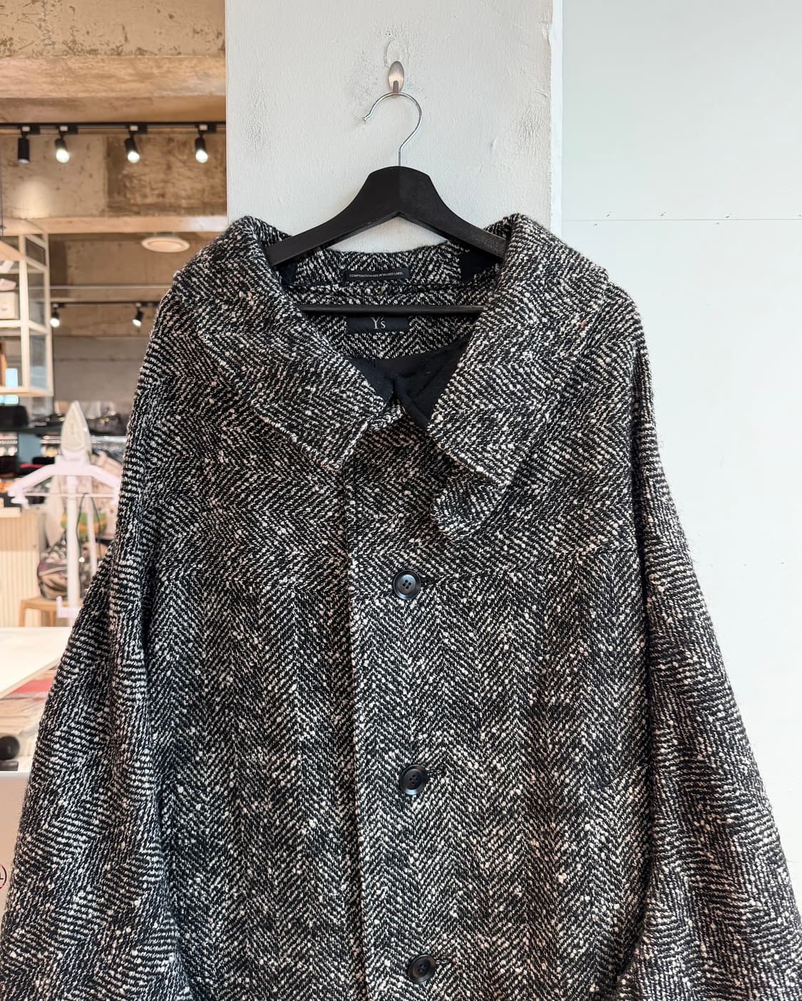 y’s 슬러브 얀 헤링본 미들 울 케이프 코트 상품이미지3
