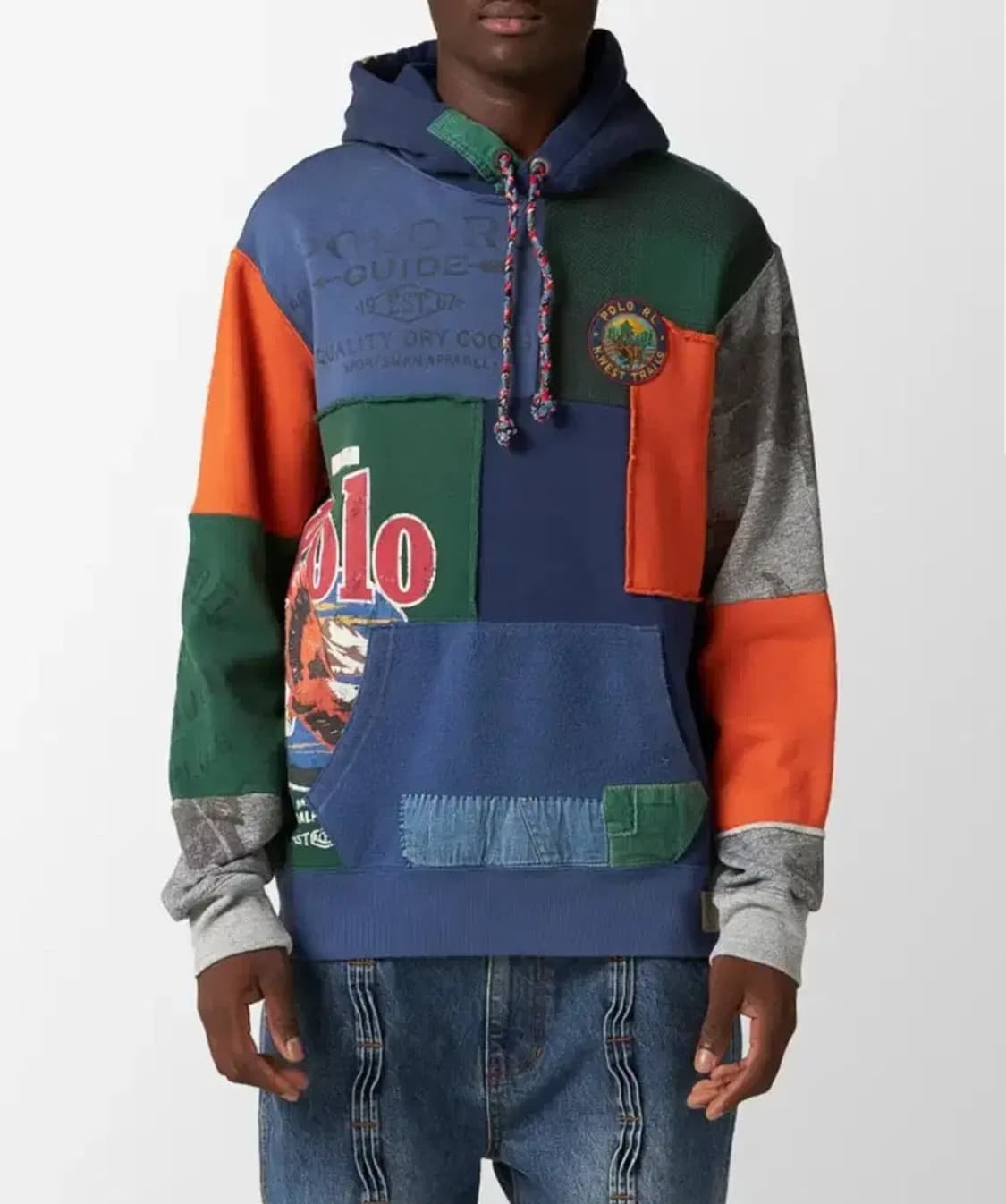 신형 QR 폴로 컨트리 패치워크 그래픽 후드 스웻셔츠 상품이미지10