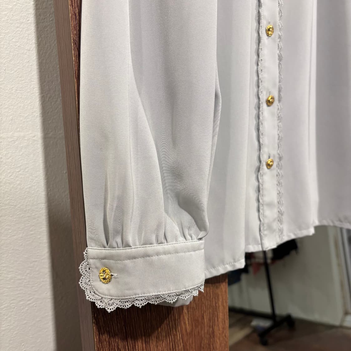 일본 빈티지 로판 하이넥 레이스 블라우스 상품이미지6