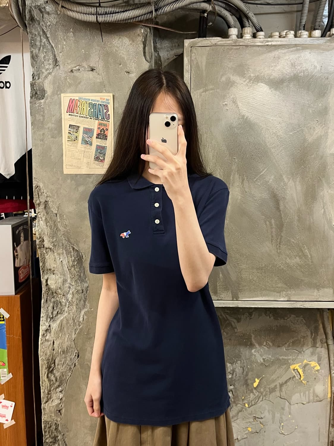 메종키츠네 반팔 카라티 네이비 XS #csz423 상품이미지2