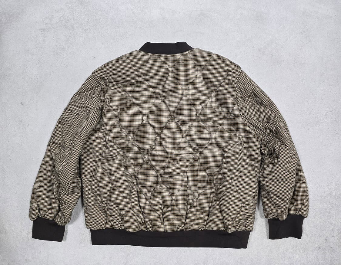 ROKH X GU 퀄티드 체크 블루종 베이지 자켓 XL 상품이미지8