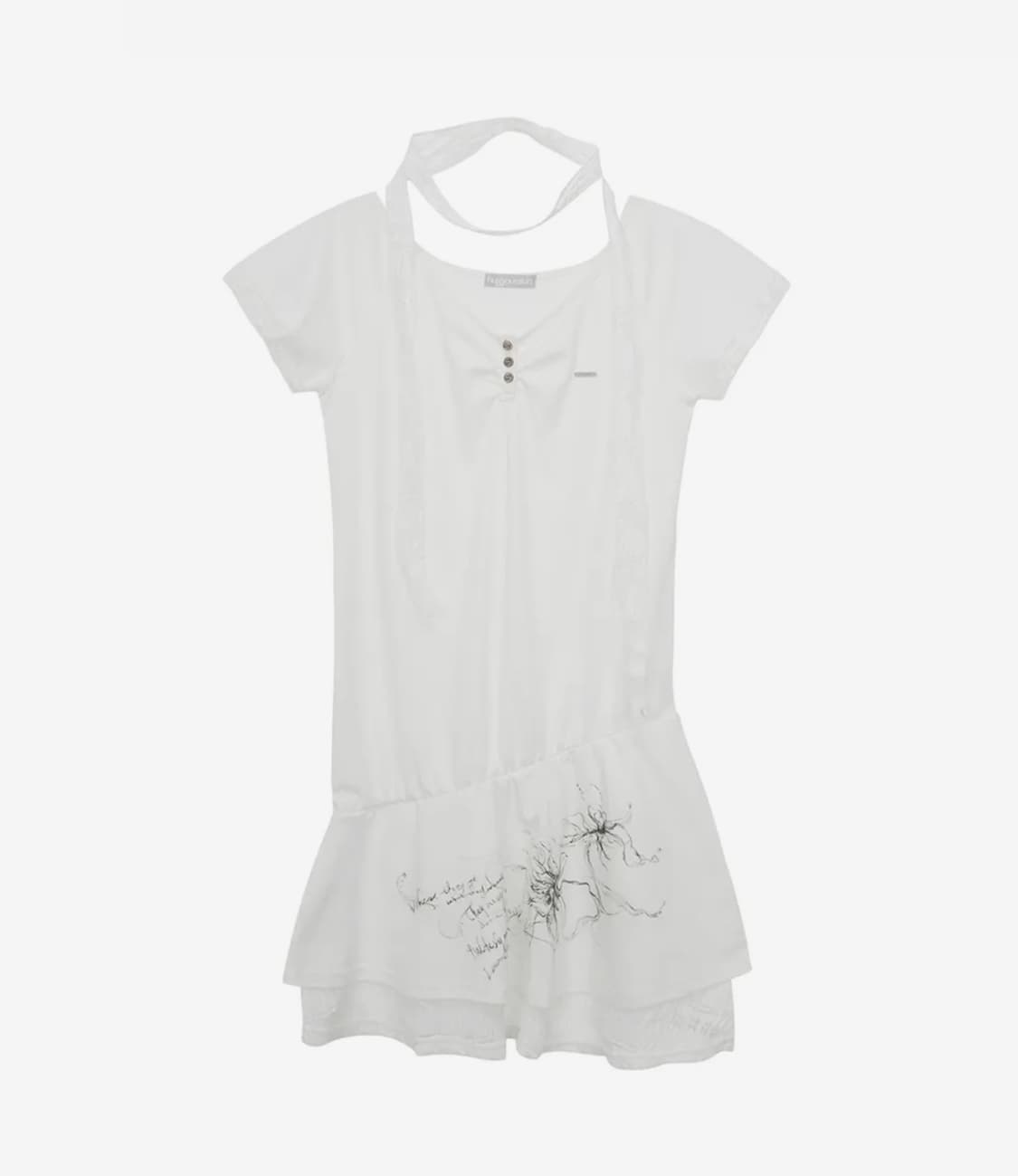 허그유어스킨 페어리 헨리넥 티셔츠 화이트 상품이미지1