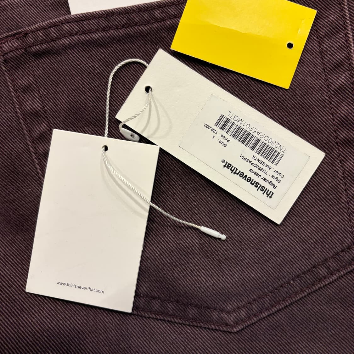 [L] 디스이즈네버댓 와인 퍼플 컬러 데님 팬츠 C451 상품이미지5