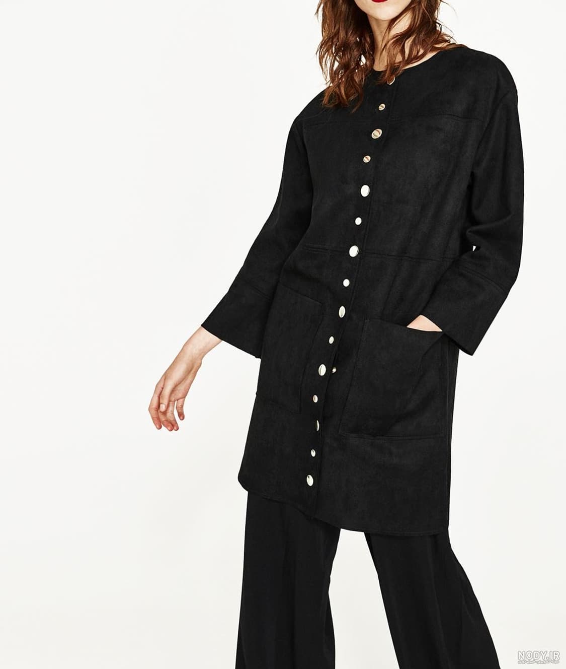 zara 자라 블랙 스웨이드 금장 버튼 미디 자켓 원피스 S 상품이미지2