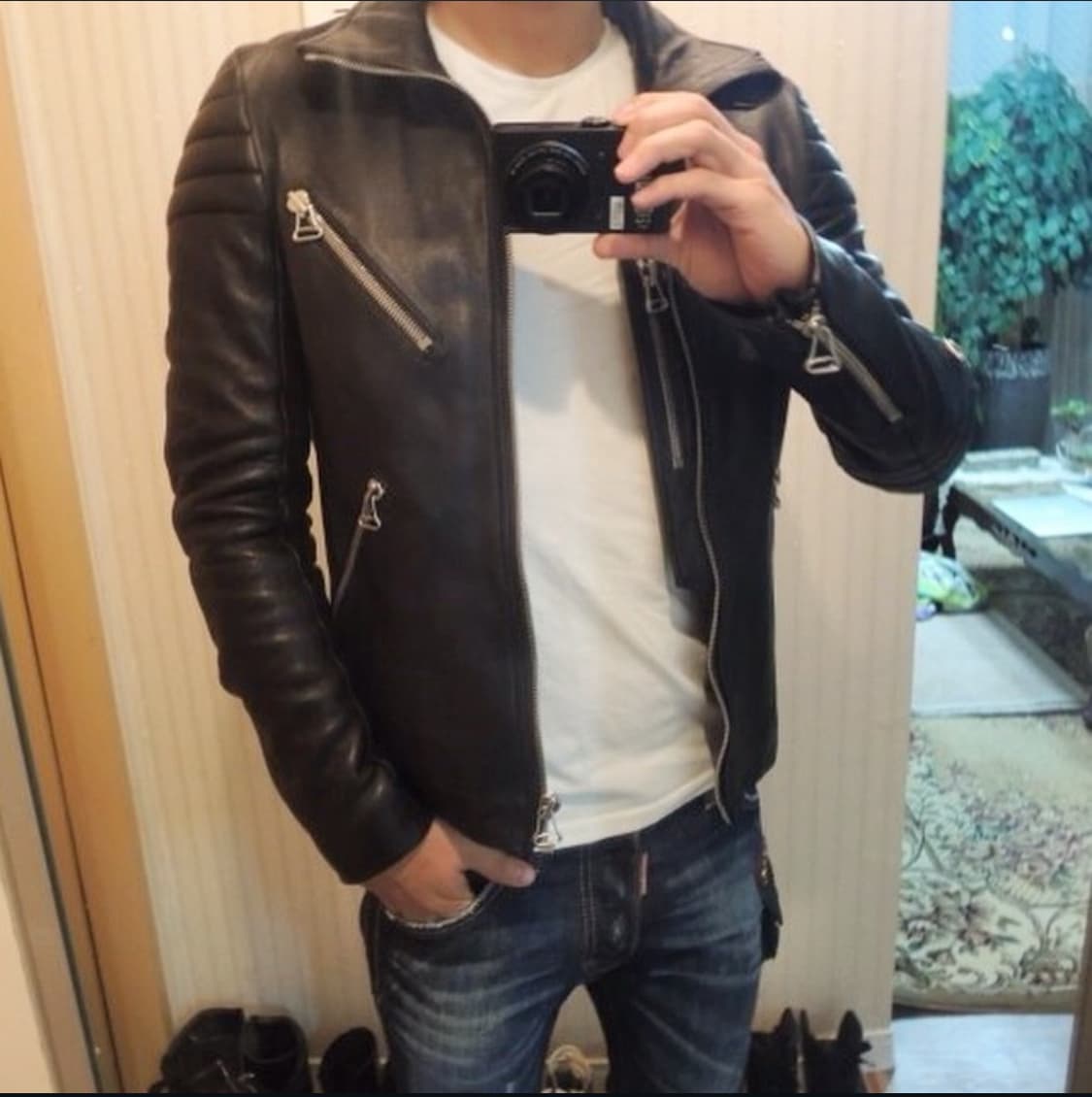 시스템옴므 라이더 레더 자켓 (착샷) 상품이미지4