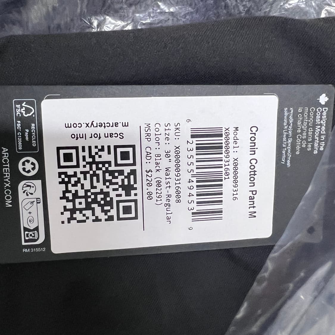 아크테릭스 크로닌 코튼 팬츠 30 R 상품이미지4