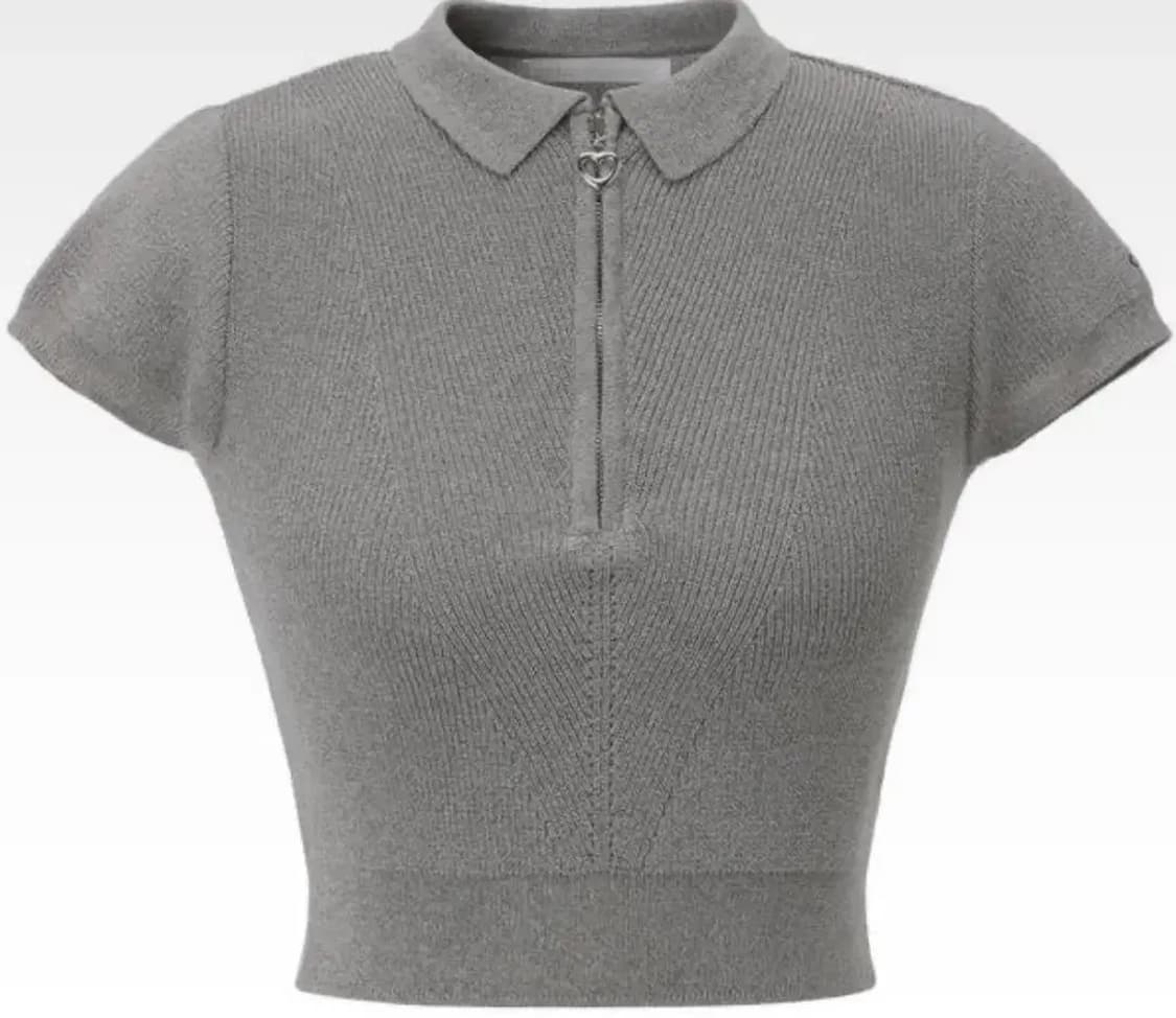 쓰리타임즈 하트 집 니트 탑 그레이 상품이미지1