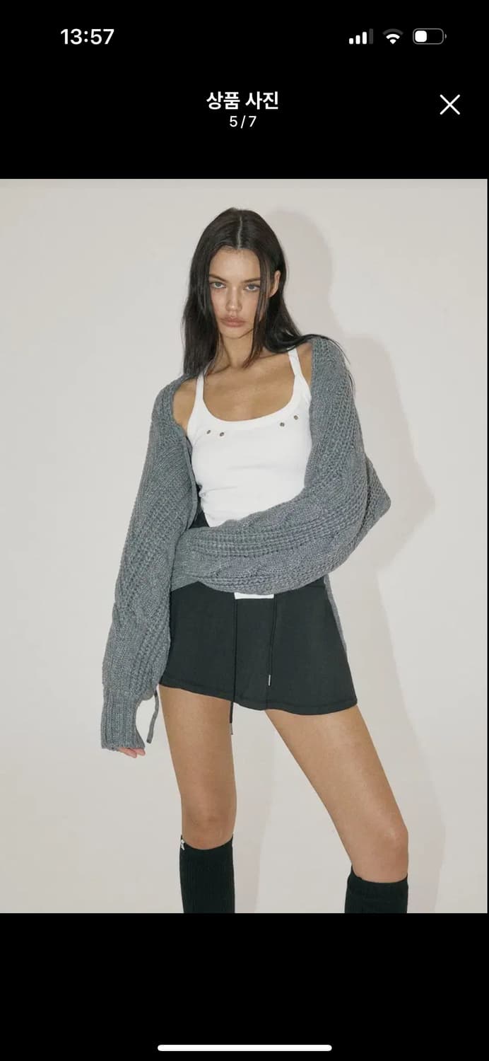 쓰리타임즈 케이블 볼레로 그레이  상품이미지3