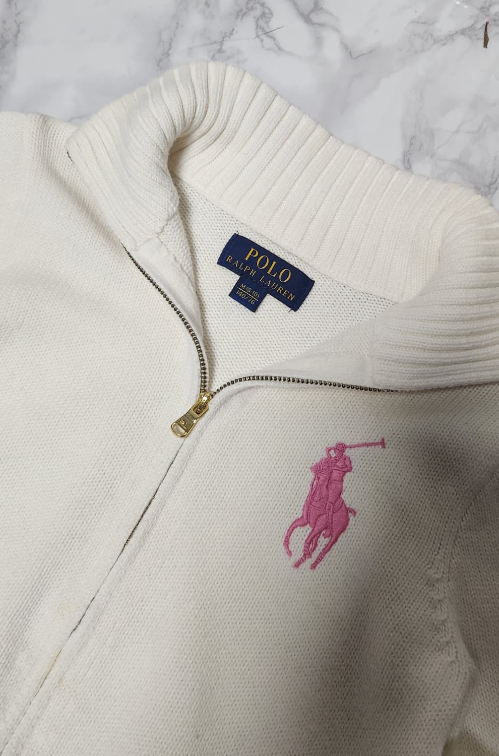 폴로 랄프로린 빅포니 딸기우유 니트 집업 자켓 상품이미지5